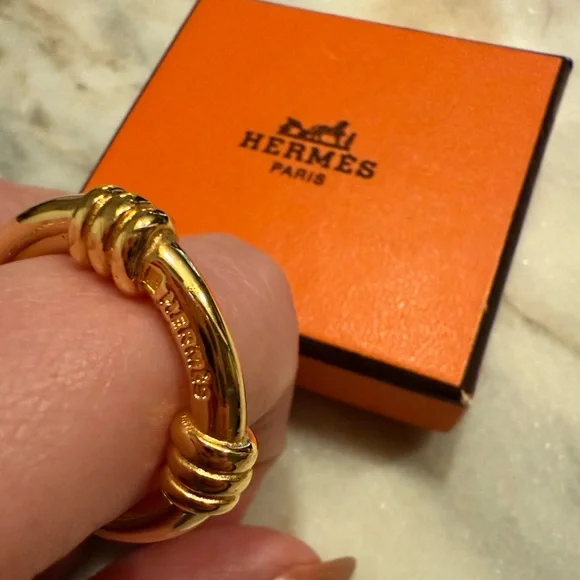 Hermès Bouée Gold-Plated Scarf Ring - Picture 4 of 5